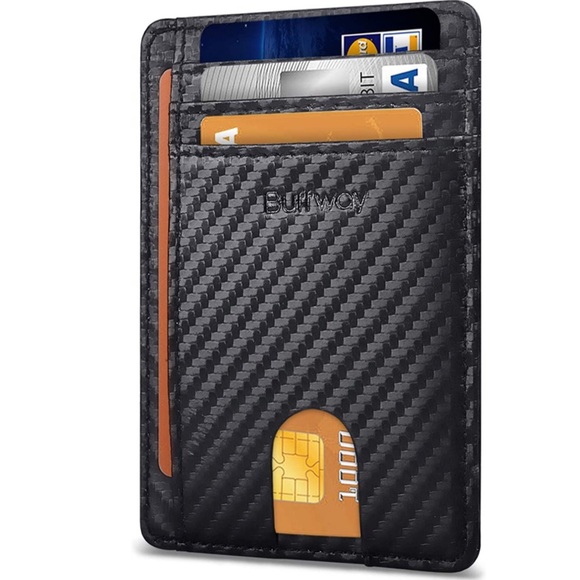 Other - Carbon Fiber Slim Minimalist Front Pocket RFID Blocking Leather Wallets for Me…